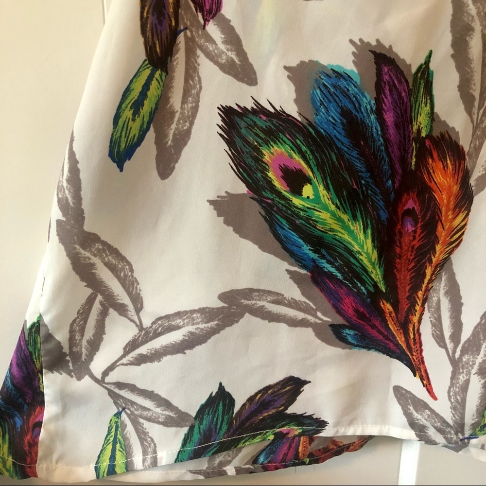 L Racer back, feather print, tank top - Picture 2 of 5